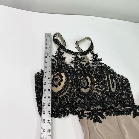 Dancing Queen Skirt & Top Womens Medium Tan Solid Maxi A-Line Crop Top Elegant - Picture 8 of 13